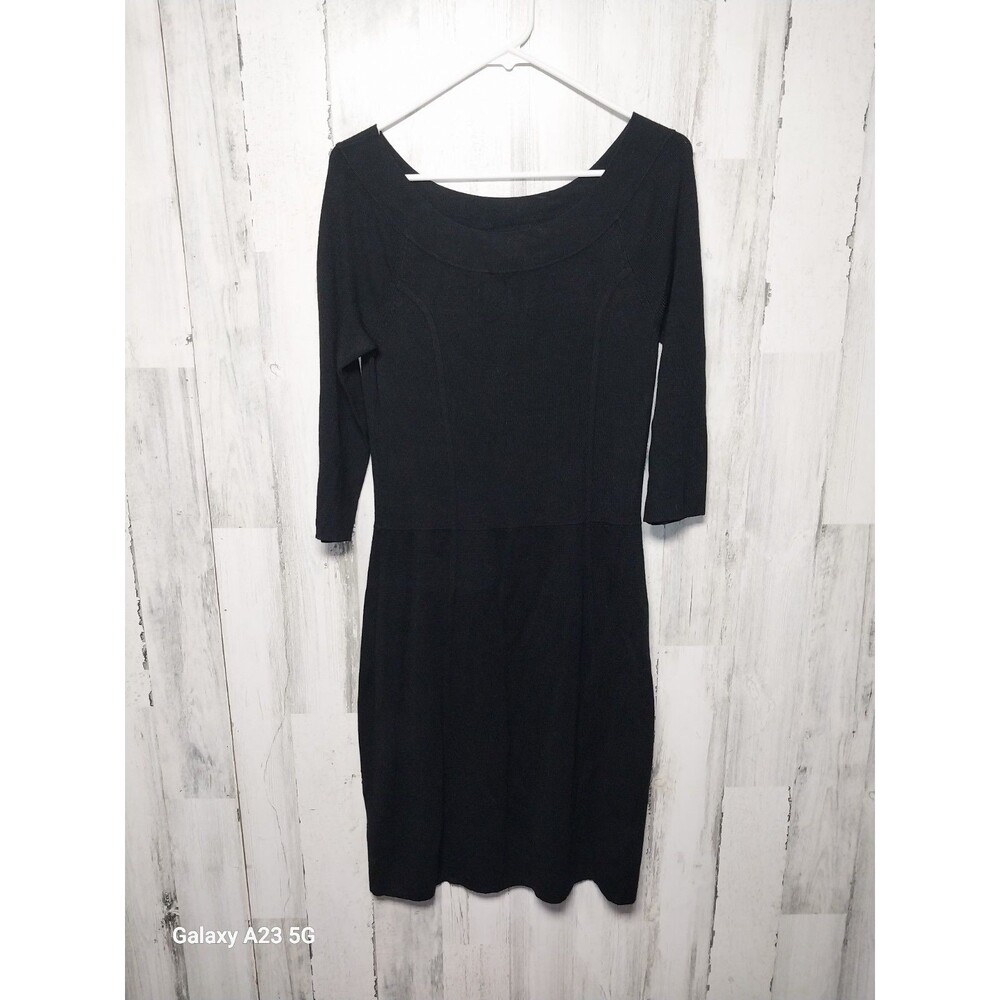 White House Black Market Women's Medium Fitted Sheath Dress Black Knit